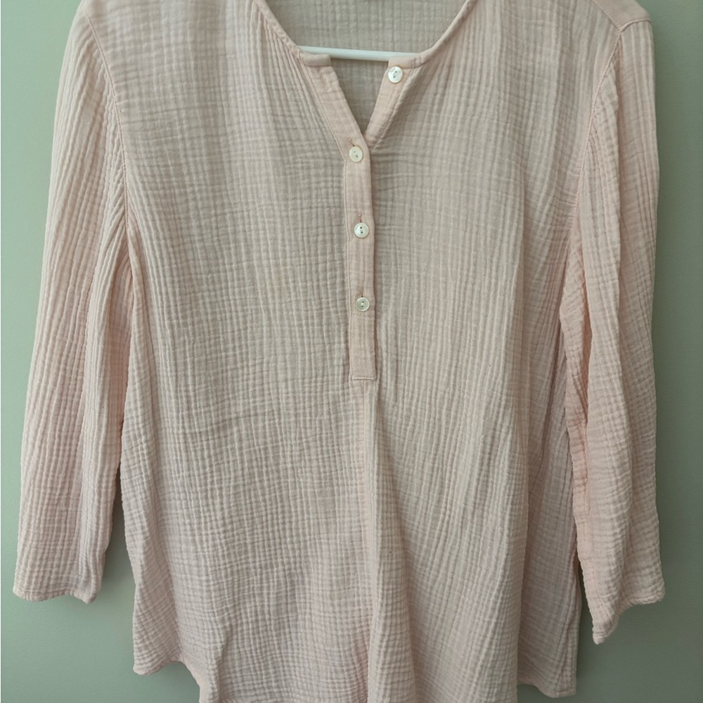 J Jill Light Pink Button-Up Blouse